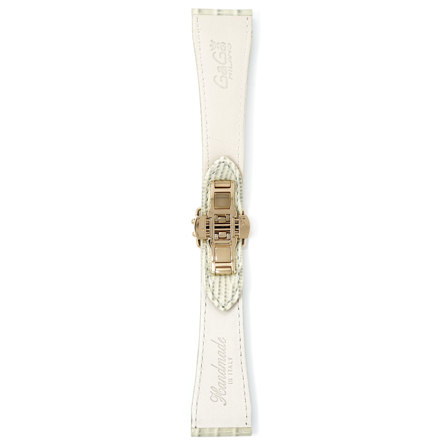 Gagà Milano Watch Beige Lizard Leather Butterfly Strap