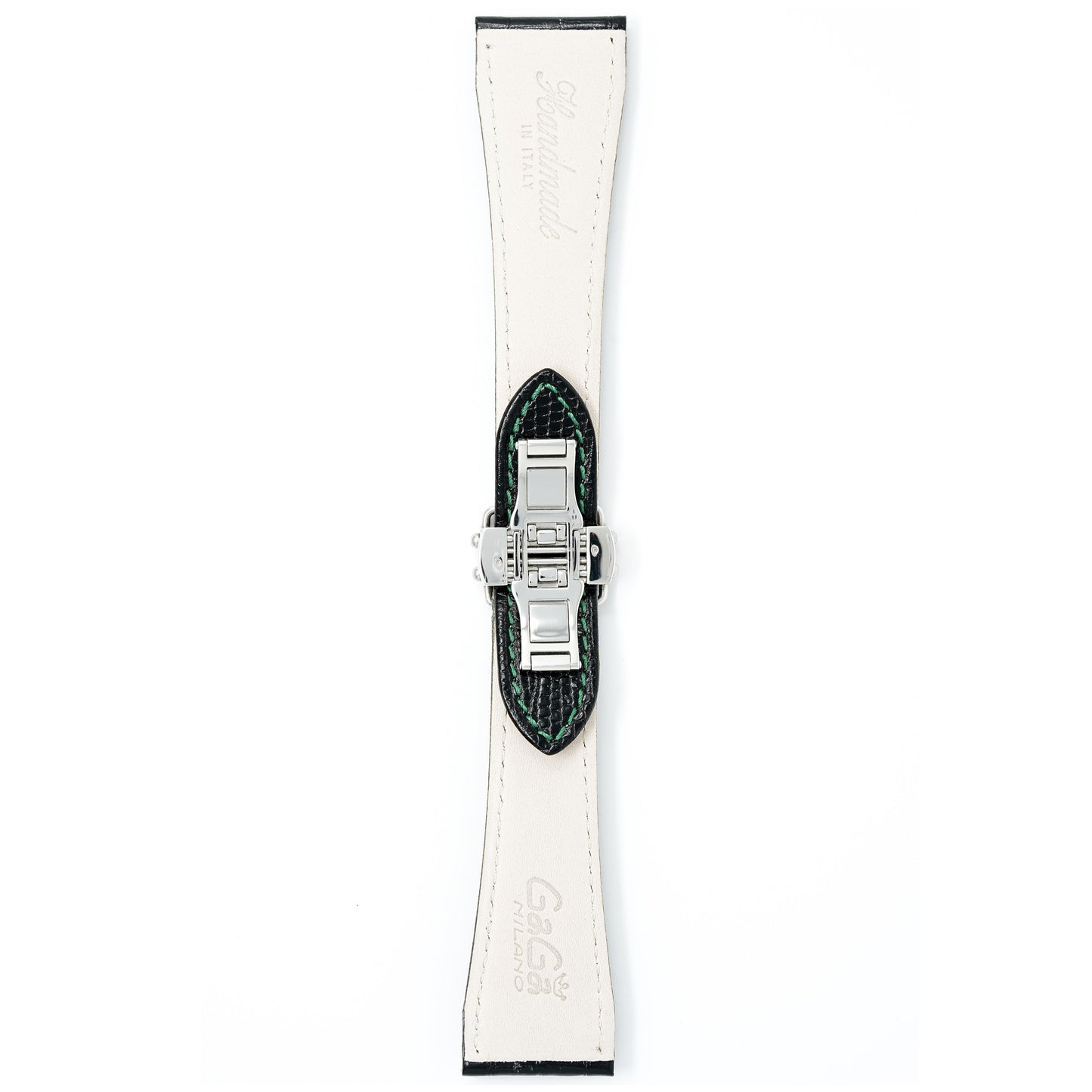 Gagà Milano Watch Black Lizard Leather Butterfly Strap