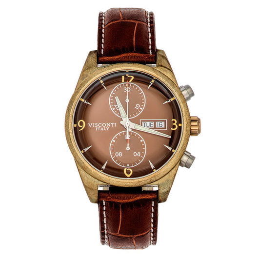 Visconti Men's Watch Roma 60s Chronograph 42mm Orange Brown KW21-06