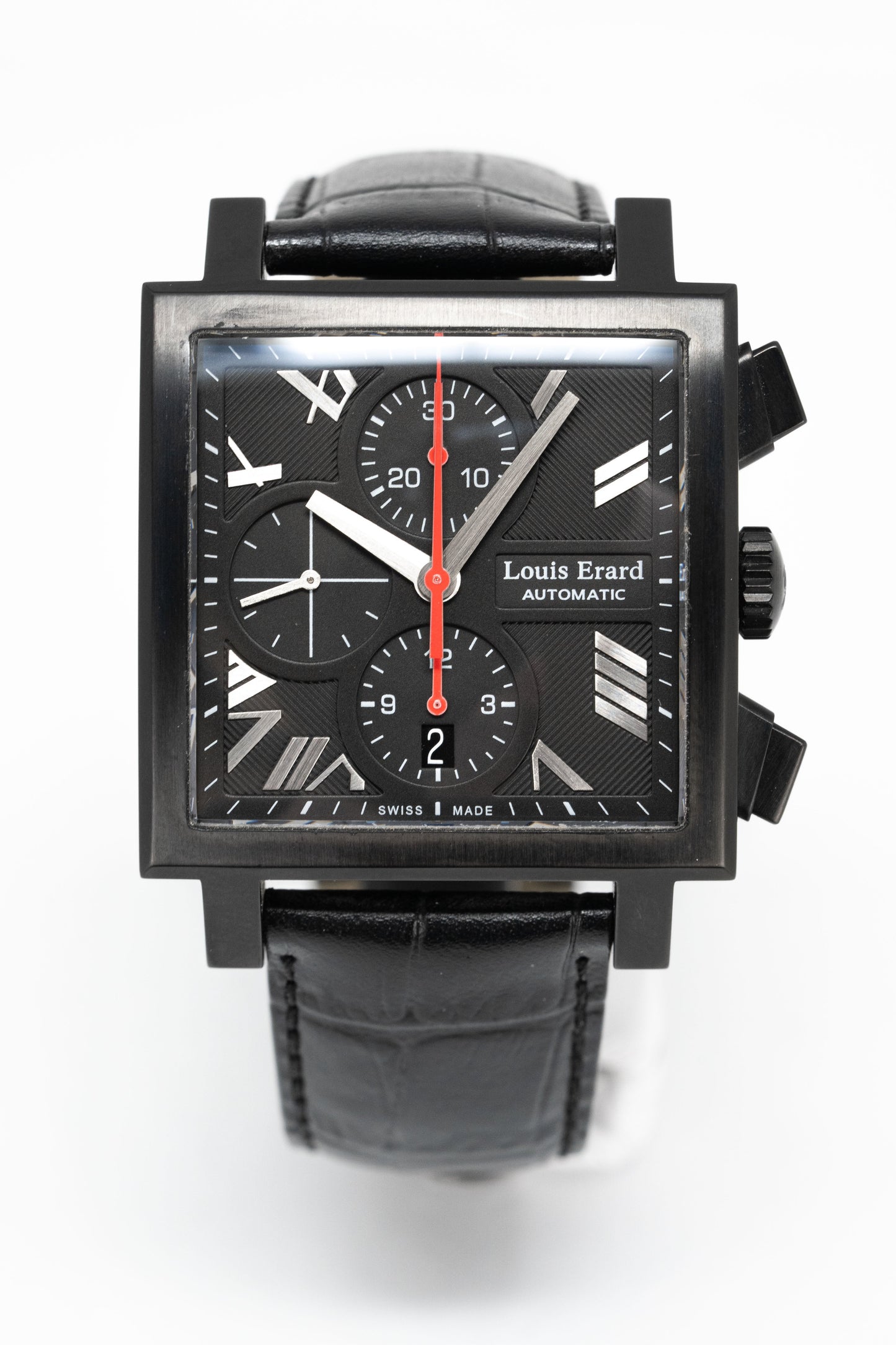 Louis Erard Watch Men's Black PVD Square Automatic Chronograph 77504AN02.BDC34