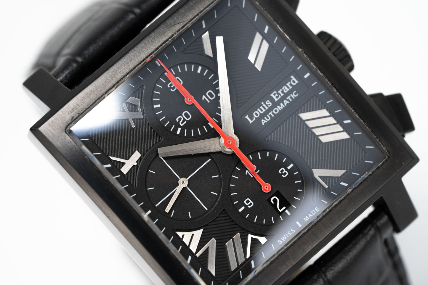 Louis Erard Watch Men's Black PVD Square Automatic Chronograph 77504AN02.BDC34