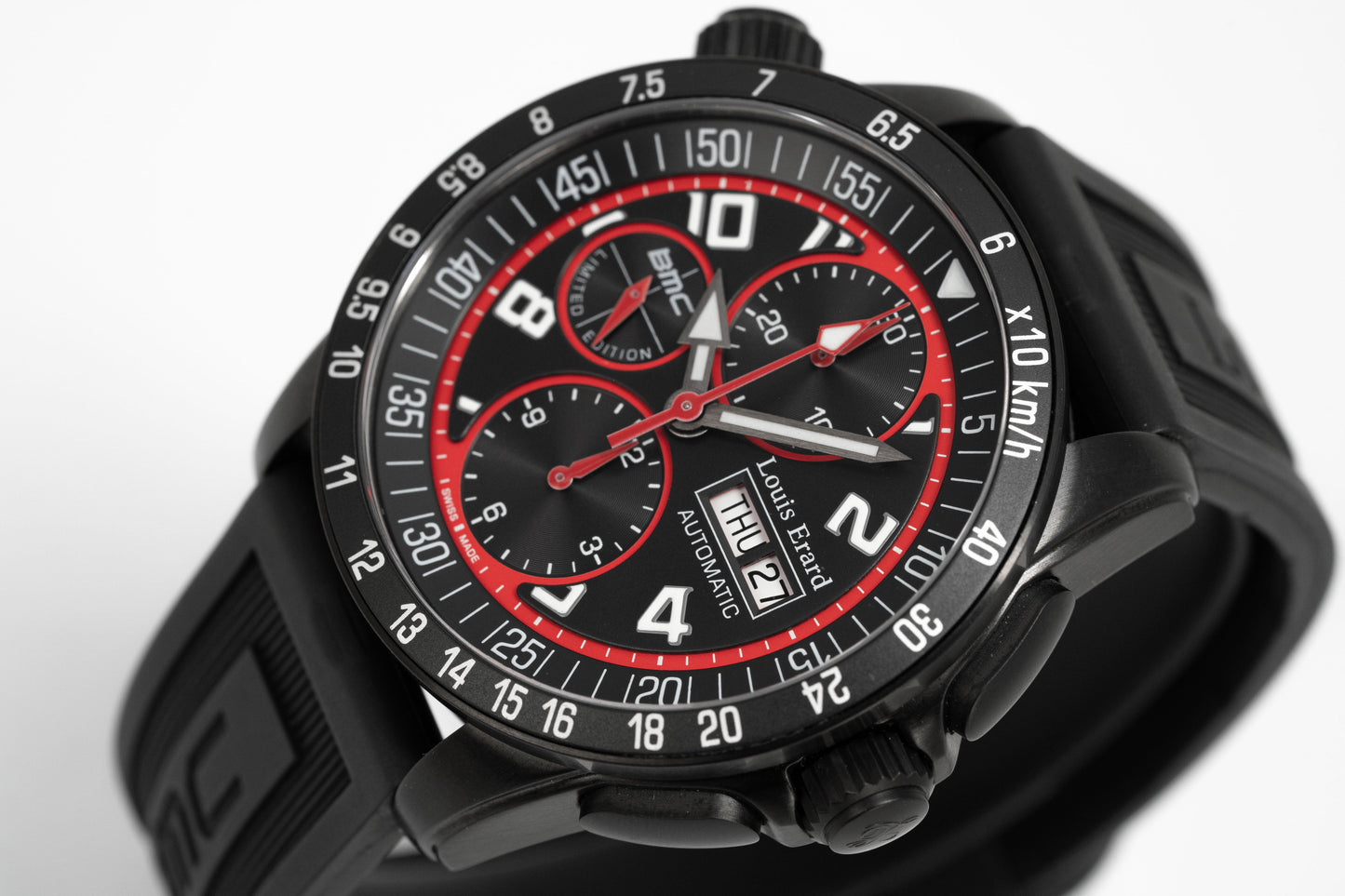 Louis Erard Watch Men's Automatic La Sportive Chronograph Black & Red 78420AN50.BDE11