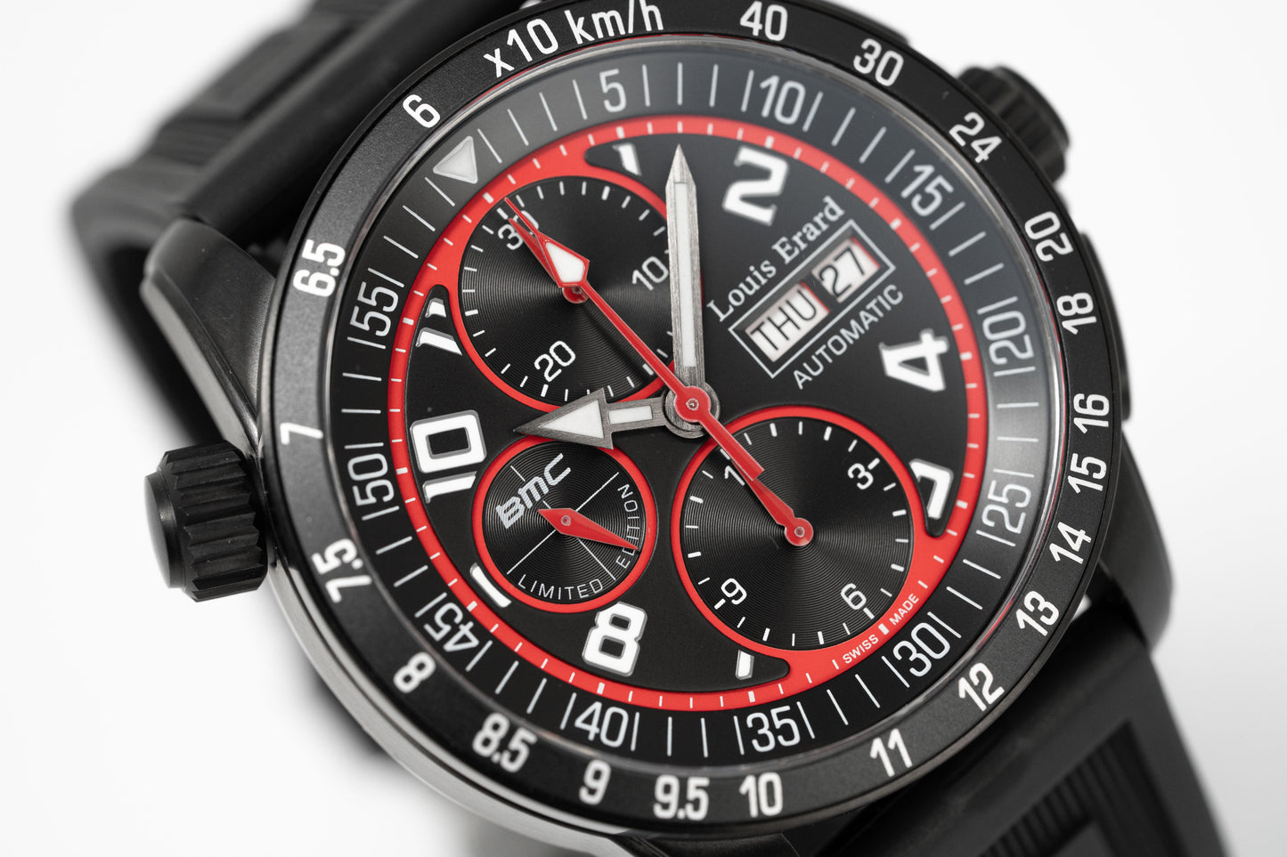Louis Erard Watch Men's Automatic La Sportive Chronograph Black & Red 78420AN50.BDE11