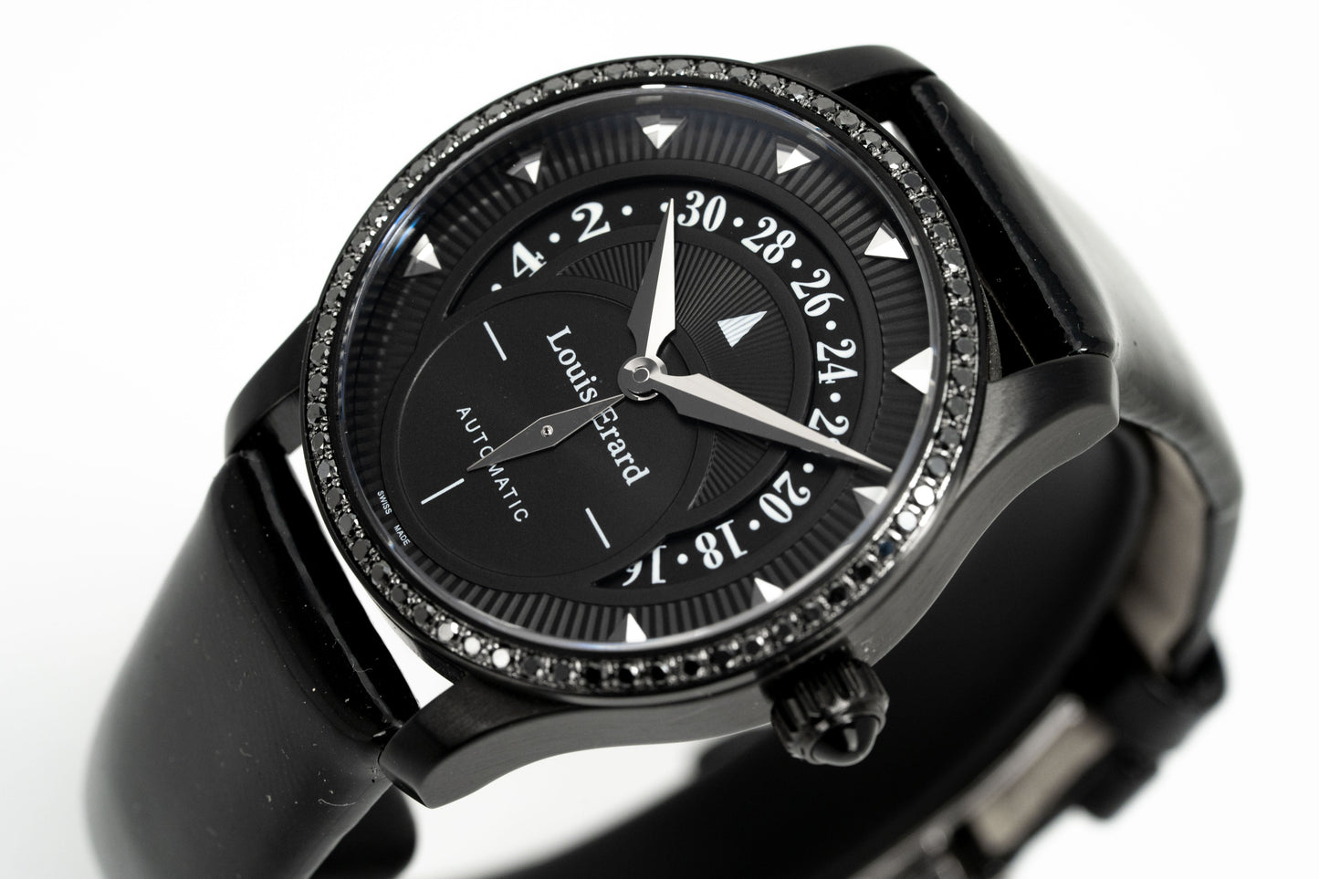 Louis Erard Ladies Watch Emotion Black Diamond Latex Strap 92601NS02.BDV11