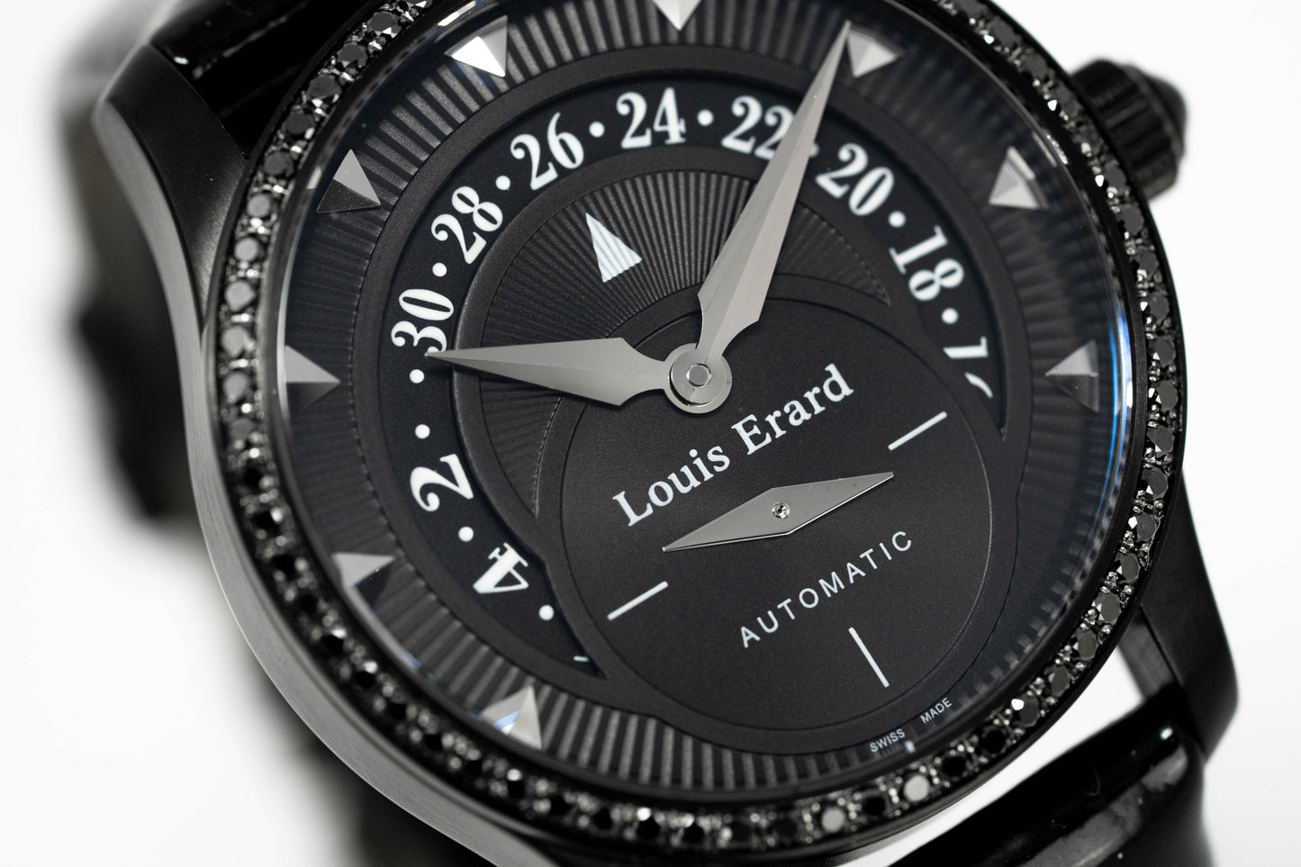 Louis Erard Ladies Watch Emotion Black Diamond Latex Strap 92601NS02.BDV11