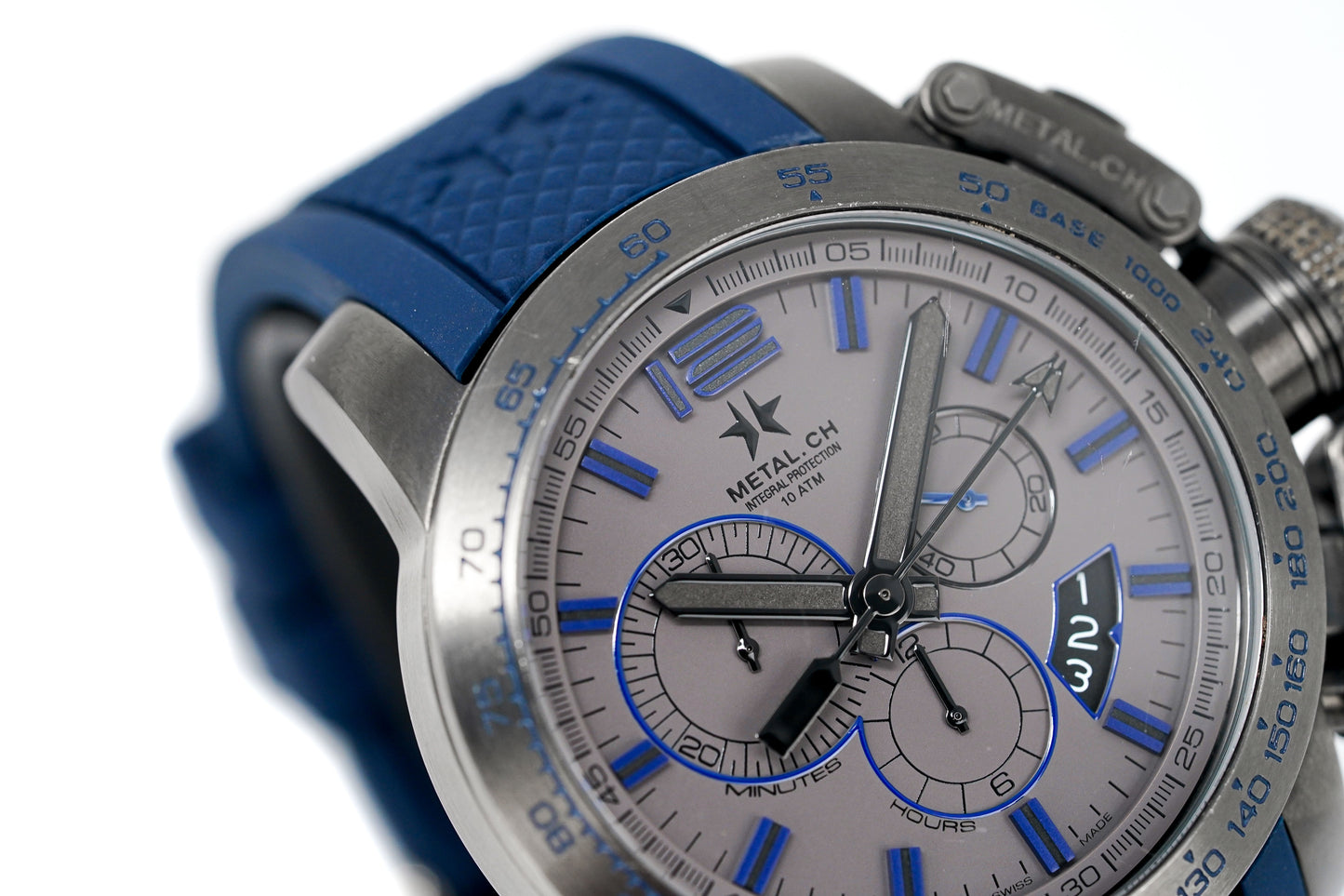 Metal.ch Men's Chronograph Watch Chronosport Collection 44MM Date Blue/Grey 4539.44