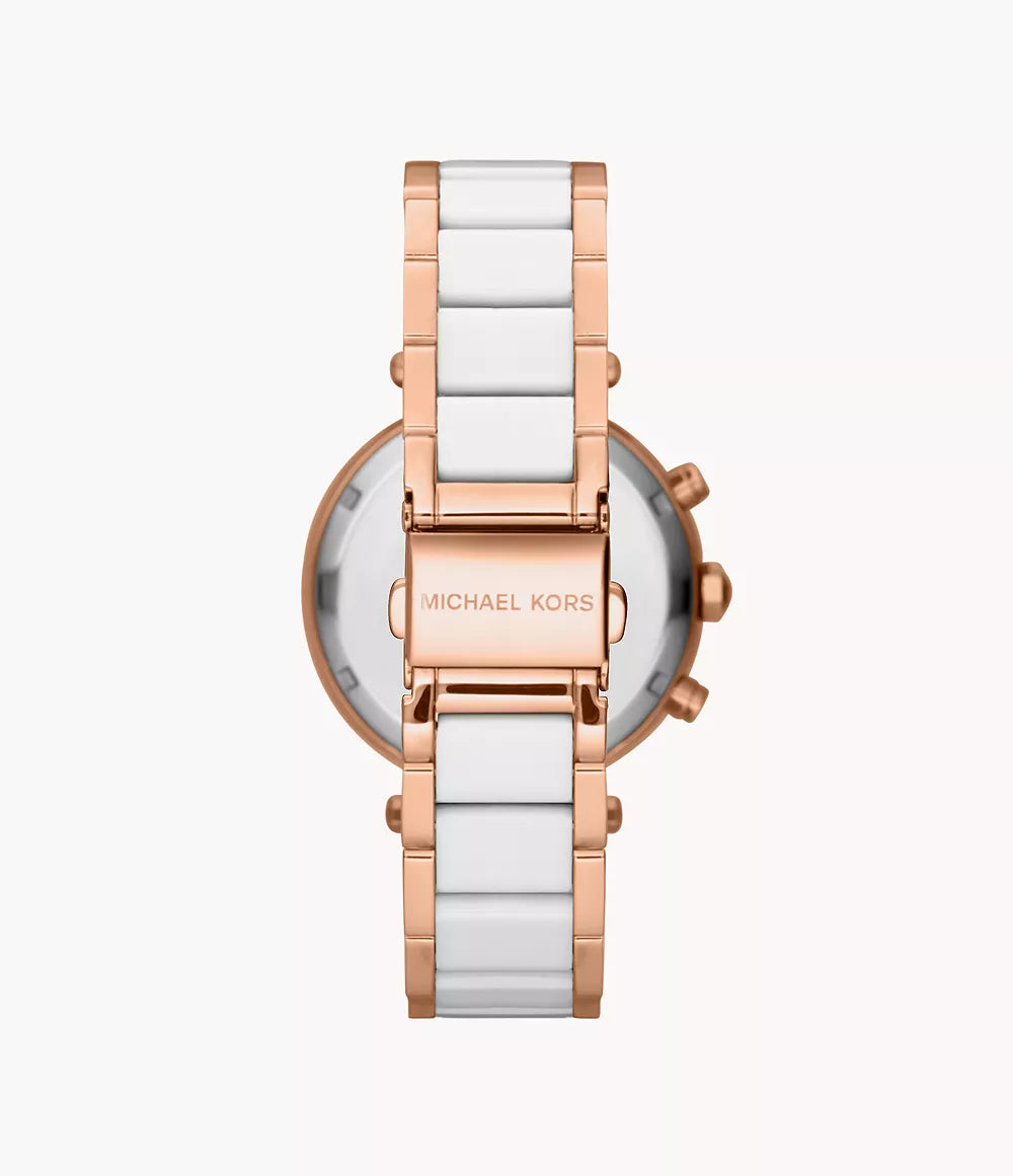 Michael Kors 38mm Rose and White Parker Chronograph Watch MK5774