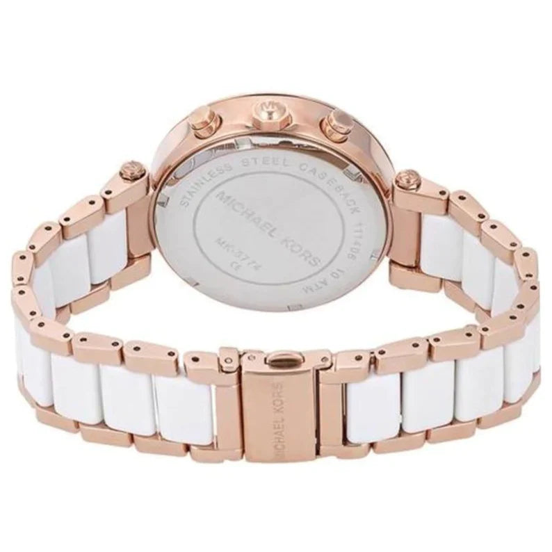 Michael Kors Ladies Watch Ritz Chronograph 37mm White Rose Gold MK6324