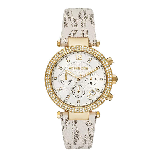 Michael Kors Ladies Watch Parker Chronograph 39mm White Gold MK6916