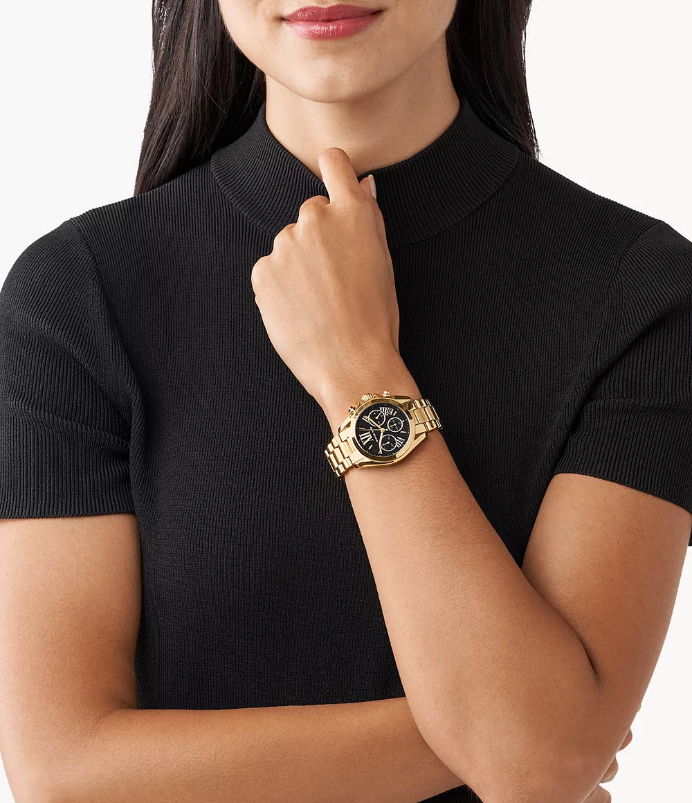 Michael Kors Ladies Watch Bradshaw Chronograph 36mm Black Gold MK6959