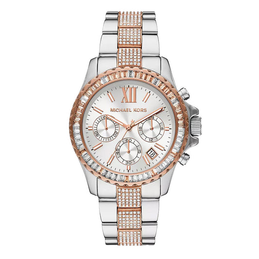 Michael Kors Ladies Watch Everest Chronograph 42mm Silver Rose Gold MK6975