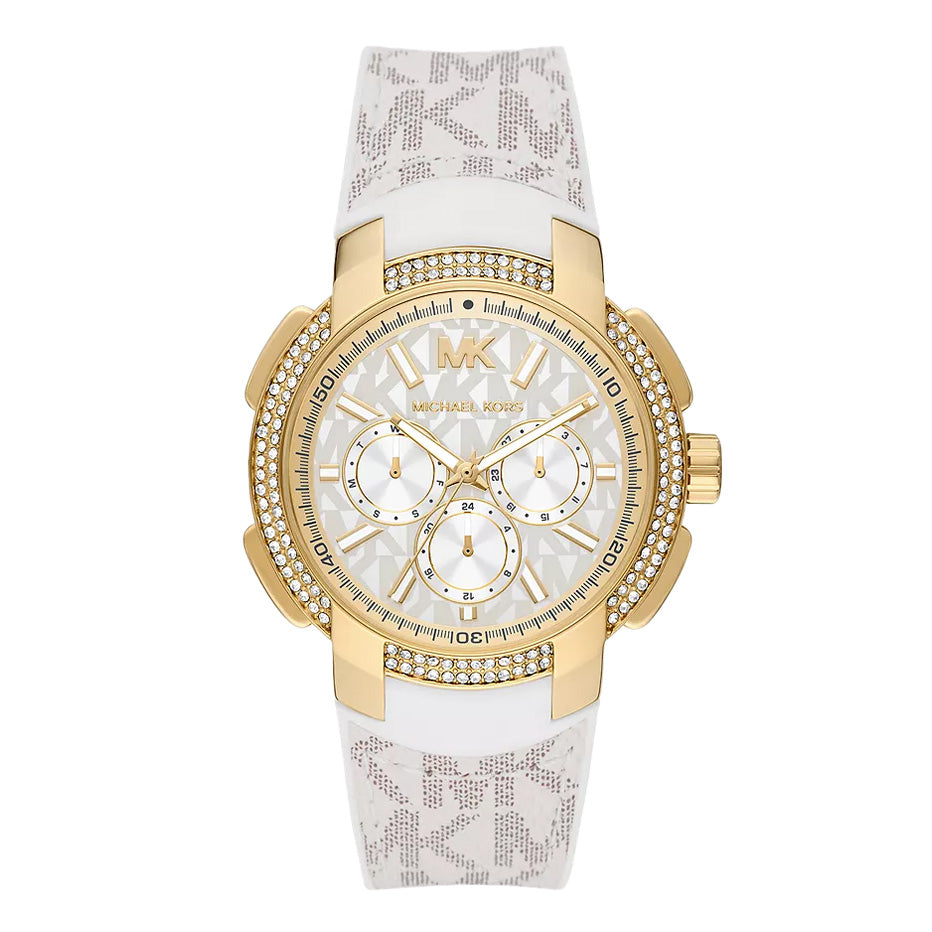 Michael Kors Ladies Watch Sidney Multifunction 42mm White Gold MK7221
