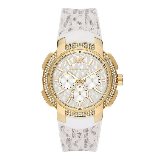 Michael Kors Ladies Watch Sidney Multifunction 42mm White Gold MK7221