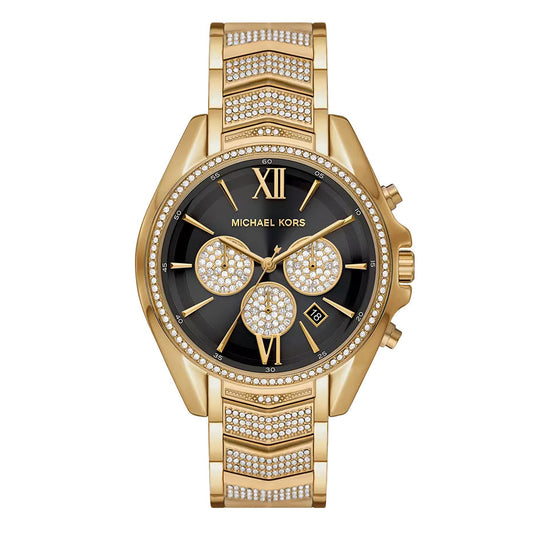 Michael Kors Ladies Watch Whitney Chronograph 44mm Black Gold MK7224