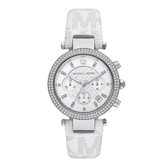 Michael Kors Ladies Watch Parker Chronograph 39mm White Silver MK7226