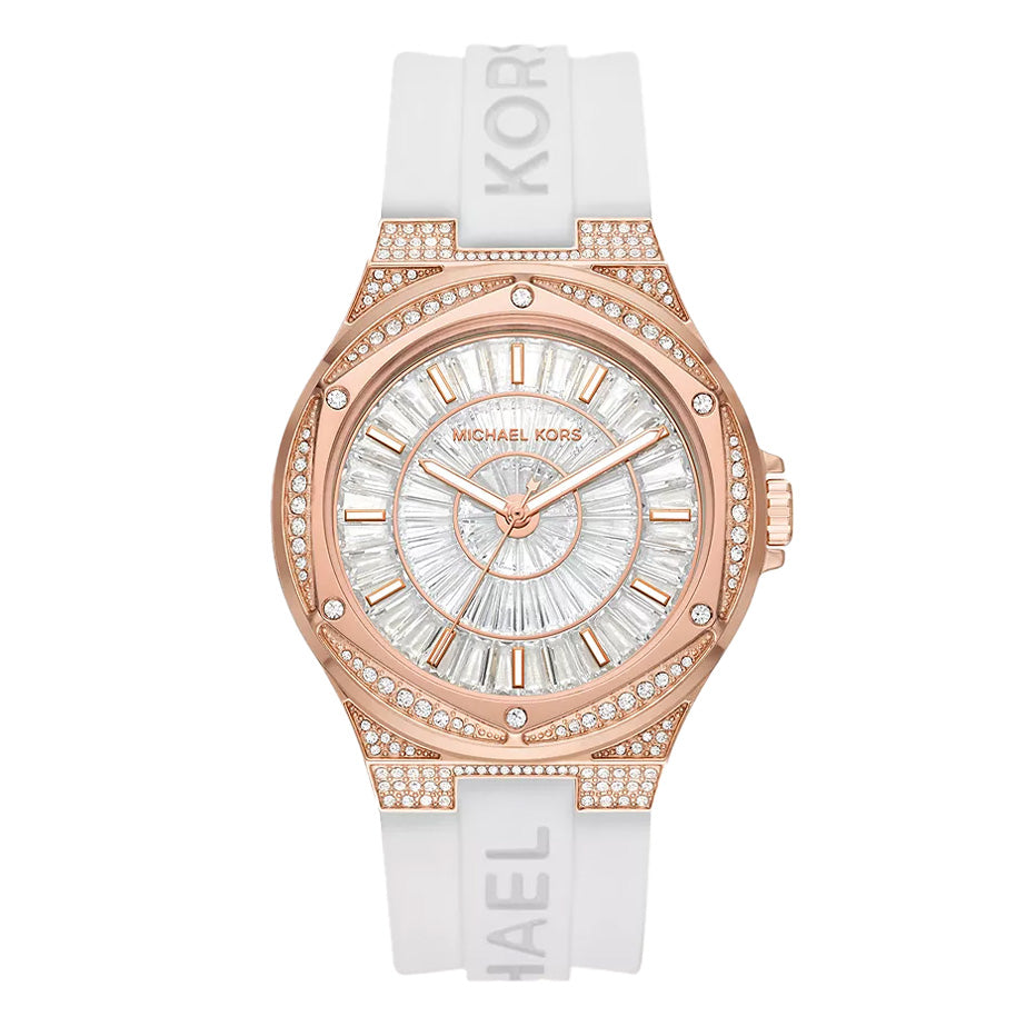 Michael Kors Ladies Watch Lennox 43mm White Rose Gold MK7248