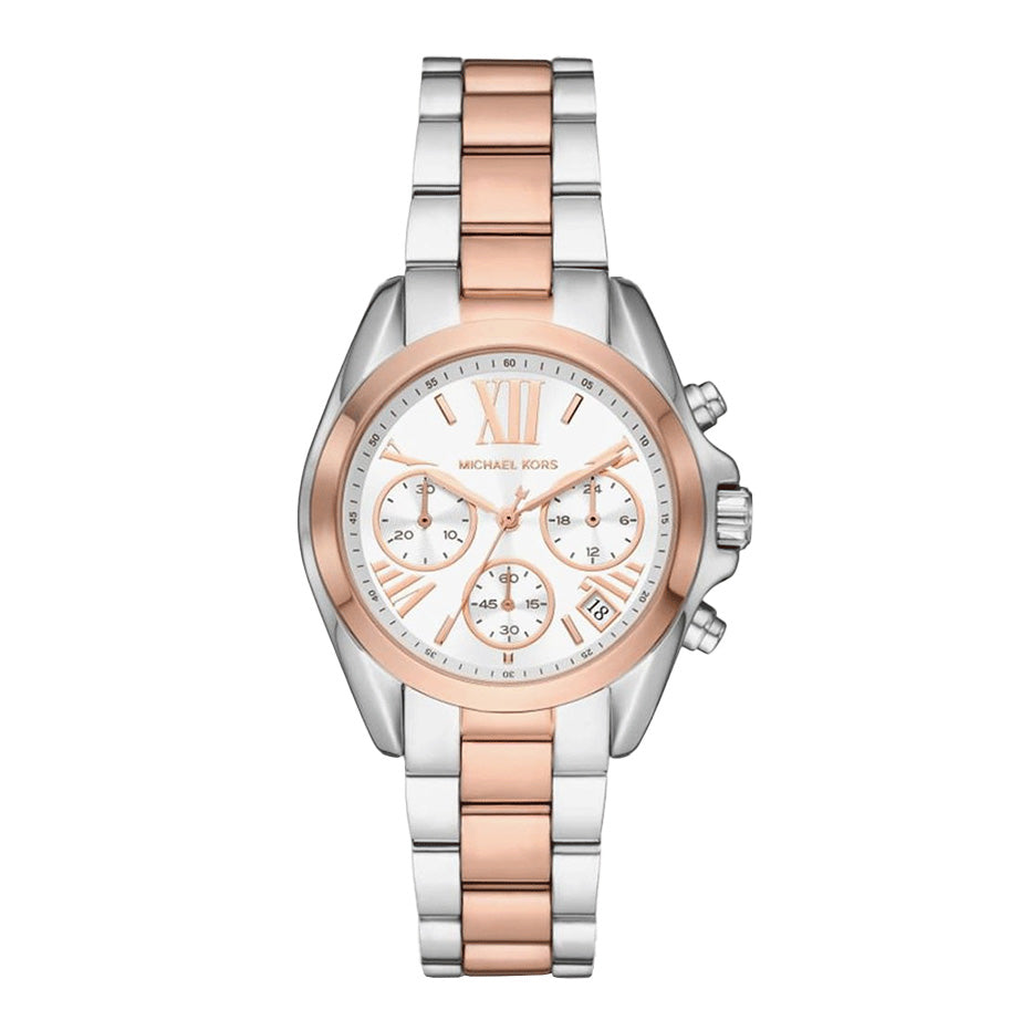 Michael Kors Ladies Watch Bradshaw Chronograph 36mm White Gold Rose MK7258