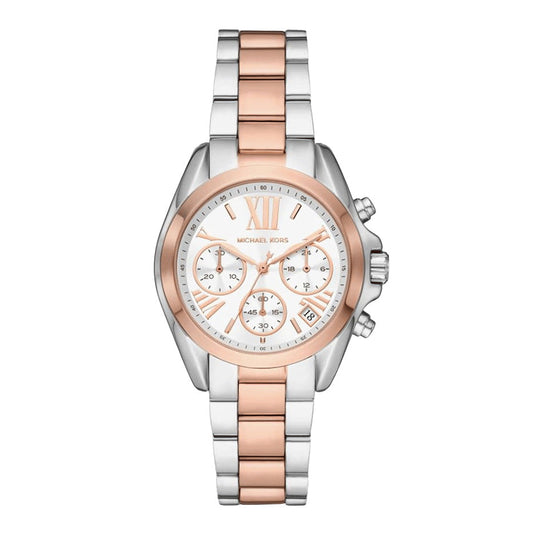 Michael Kors Ladies Watch Bradshaw Chronograph 36mm White Gold Rose MK7258