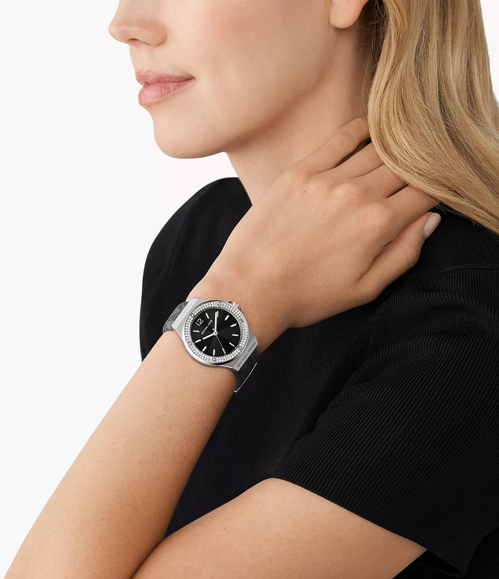 Michael Kors Ladies Watch Lennox 37mm Black Grey MK7309