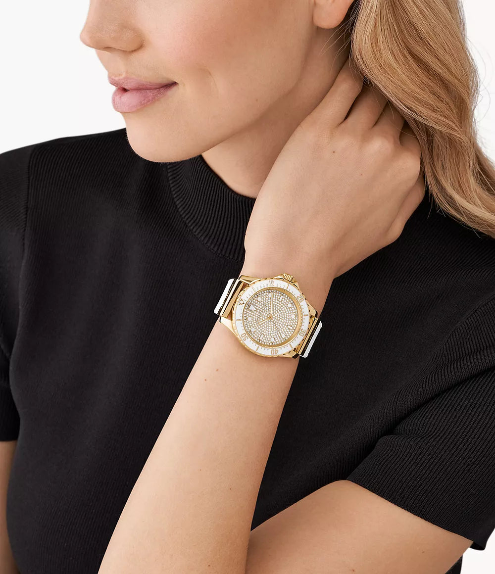 Michael Kors Ladies Watch Everest 43mm Gold White MK7357