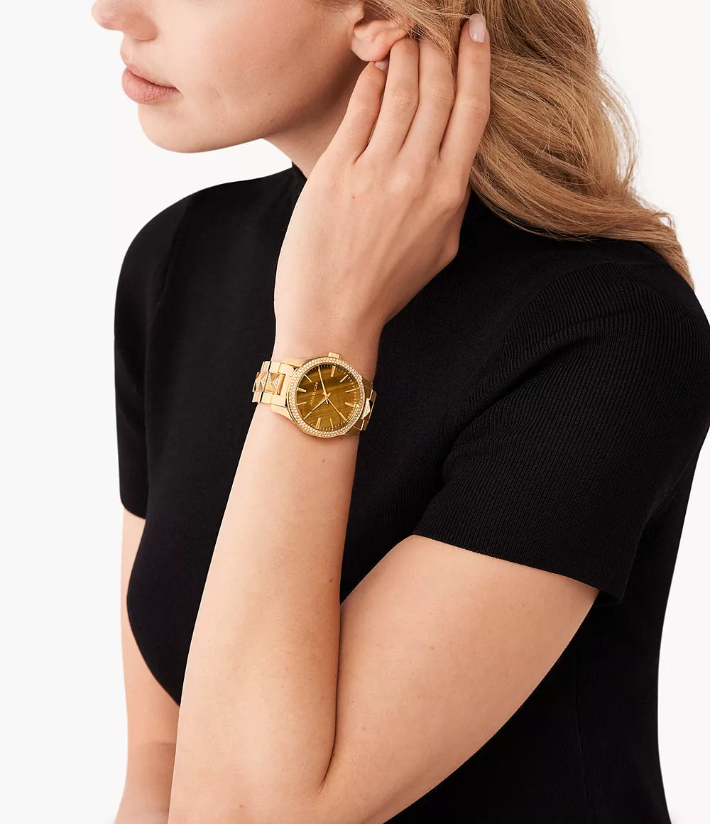 Michael Kors Ladies Watch Runway 38mm Gold Brown MK7389