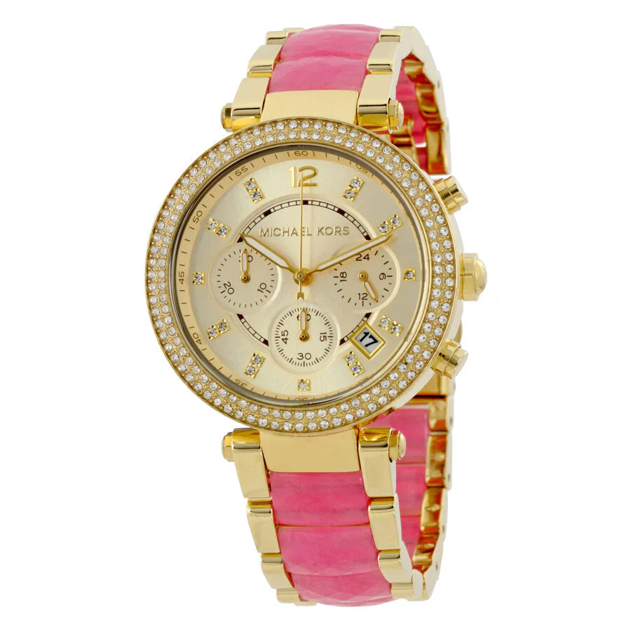 Michael Kors Ladies Watch Chronograph Parker 39mm Yellow Gold MK6363
