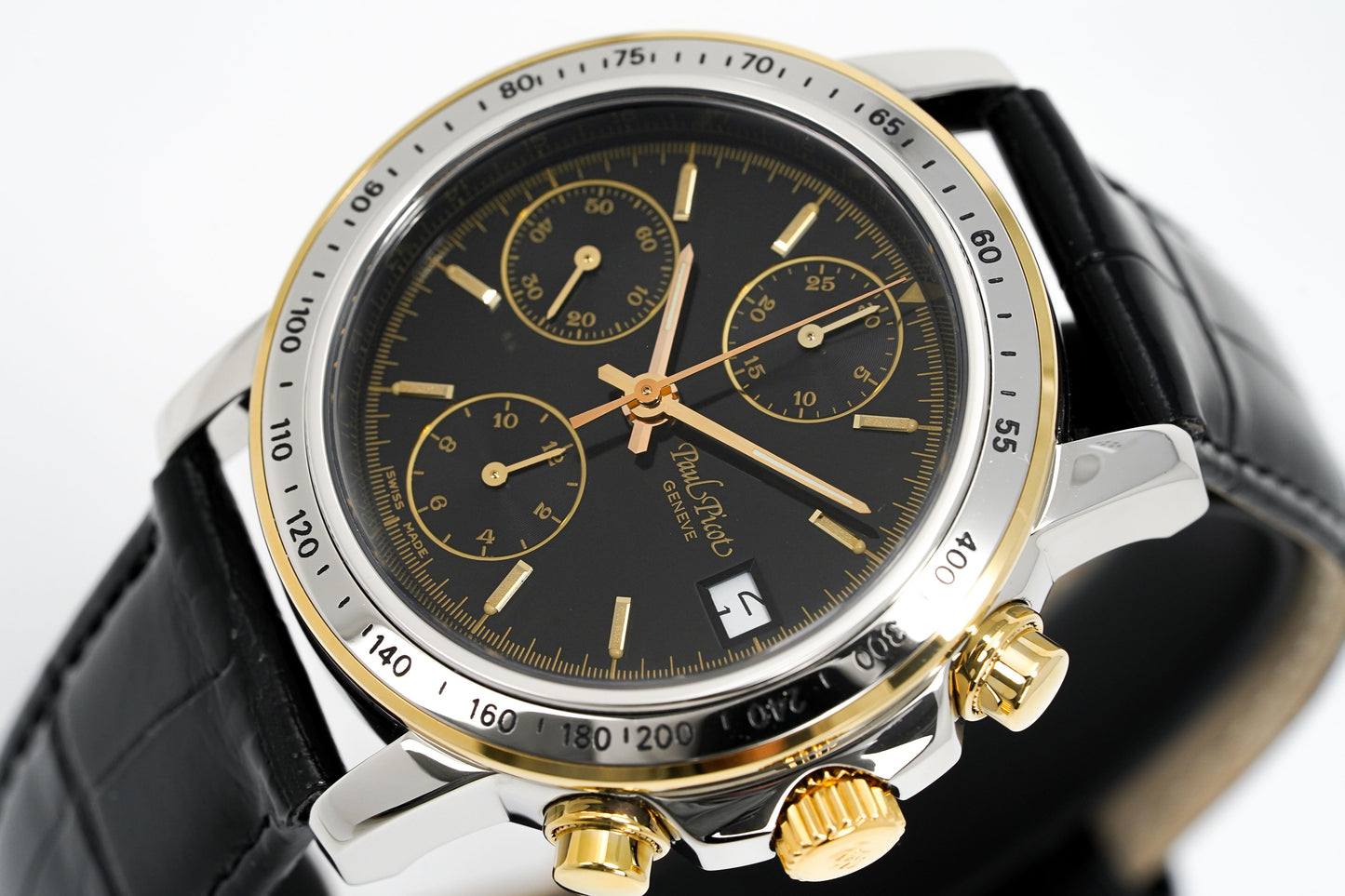 Paul Picot Men's Watch Chronosport Chronograph Black 18K Gold P7005322.332-A