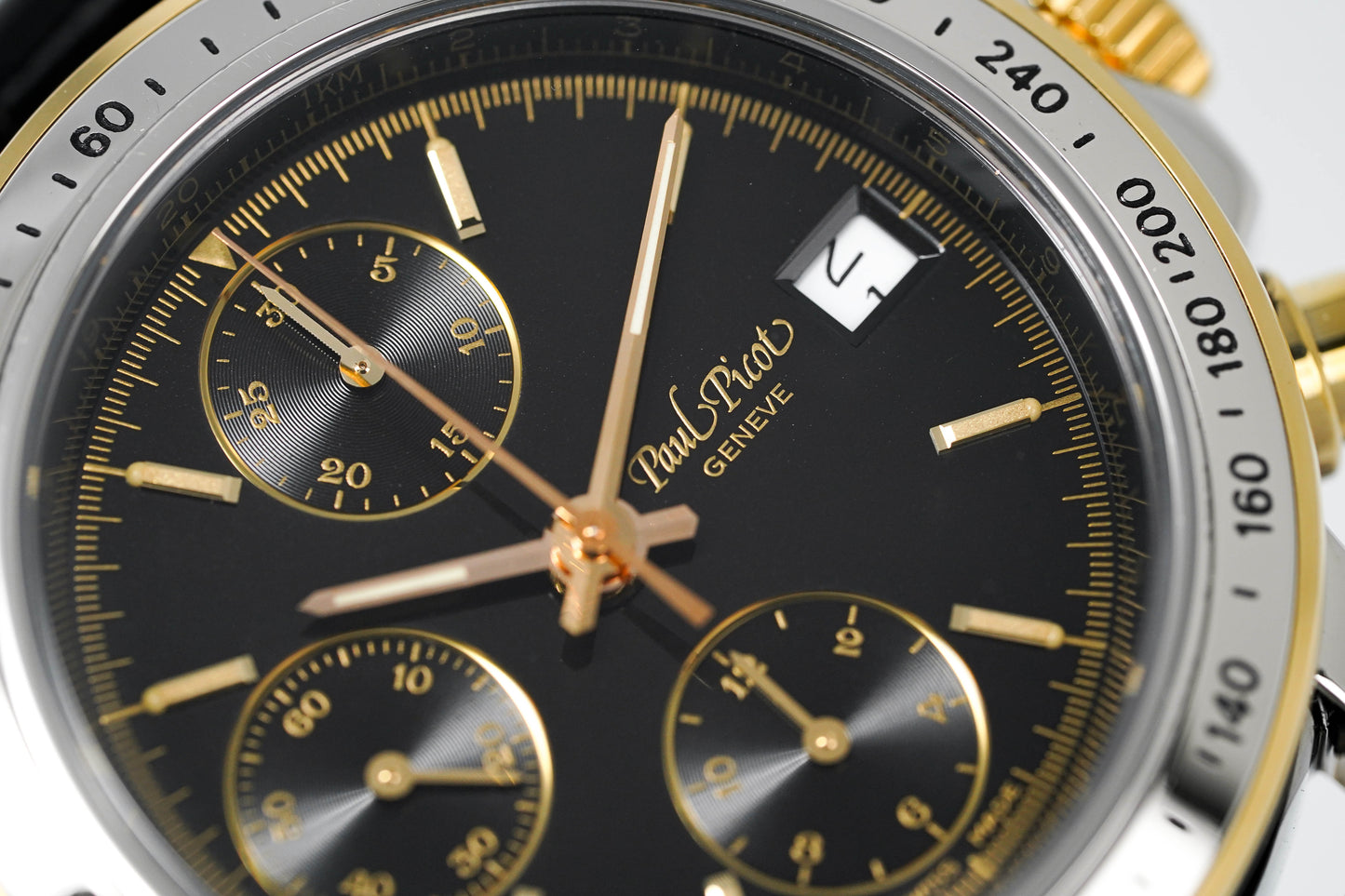 Paul Picot Men's Watch Chronosport Chronograph Black 18K Gold P7005322.332-A