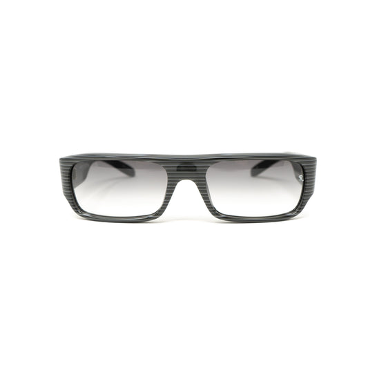Raf Simons by Linda Farrow - Flat Top Black Grey Stripes and Grey Lenses
