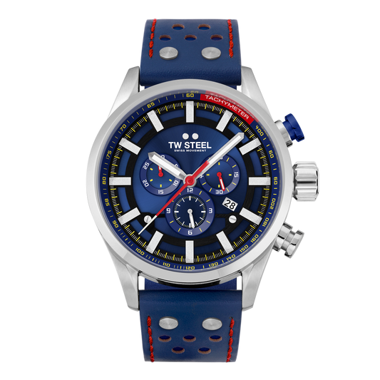 TW Steel Watch Men's Swiss Volante Chronograph Fast Lane Blue SVS206