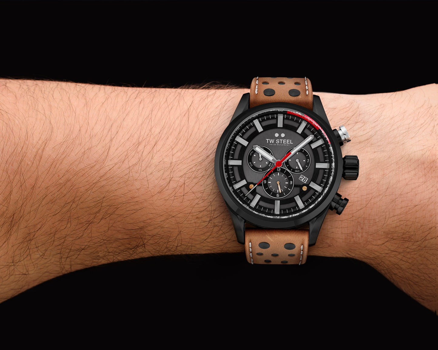 TW Steel Watch Men's Swiss Volante Chronograph Fast Lane Brown SVS209
