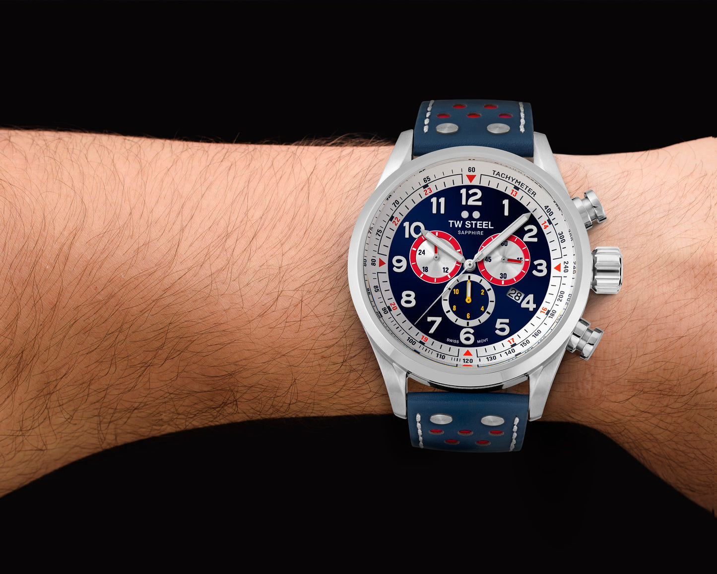 TW Steel Watch Men's Swiss Volante Chronograph Red Bull Blue Limited Edition SVS310