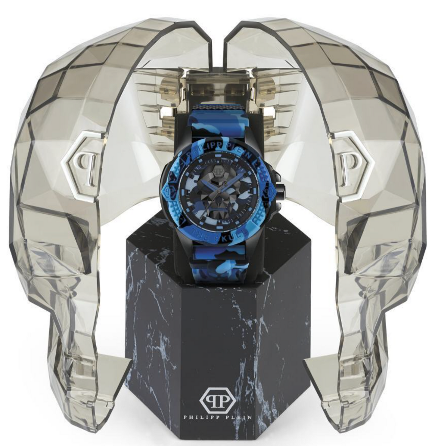 Philipp Plein Mens Watch The Skull Blue Camo PWAAA1021