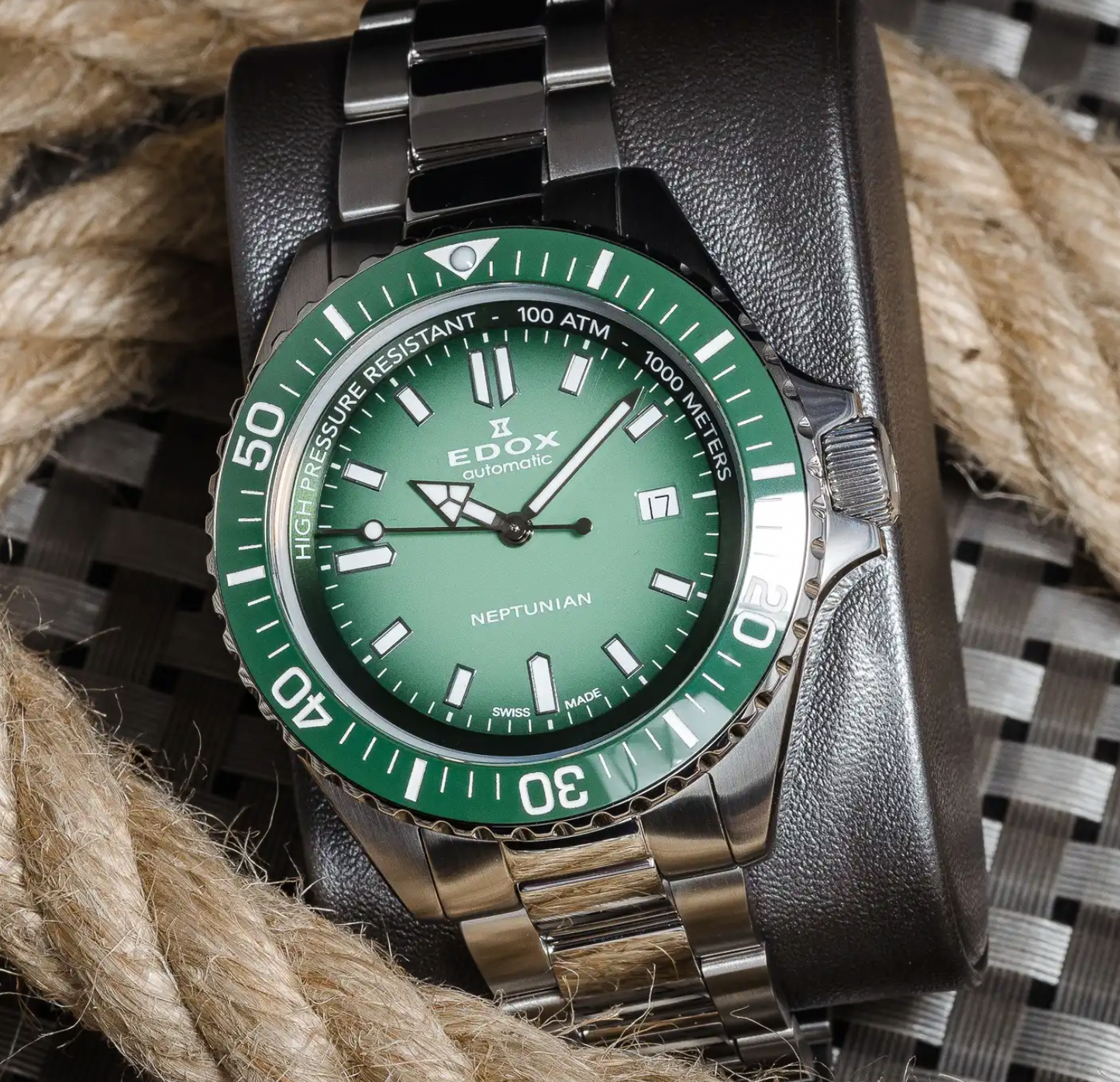 Edox Men's Watch Neptunian Automatic Green 80120-3VM-VDN1