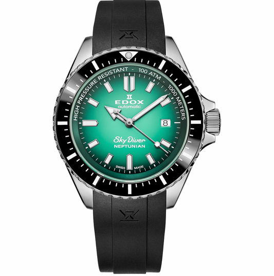 Edox Men's Watch Neptunian Sky Diver Automatic Green 80120-3NCA-VDN