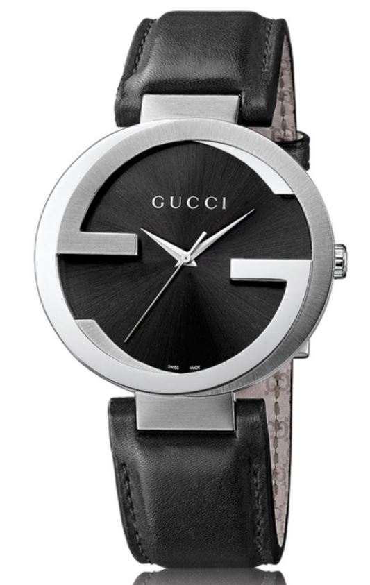 Gucci YA133205 Interlocking G Black Dial Black Leather Men's Watch