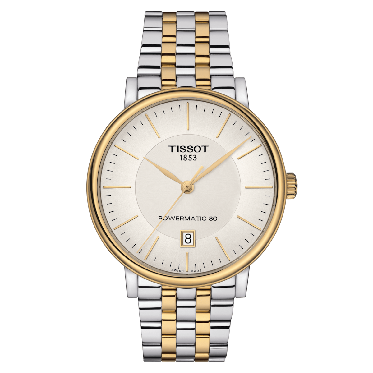 Tissot Men's Watch Carson Auto Powermatic 80 Premium 40mm Silver Gold T1224072203100