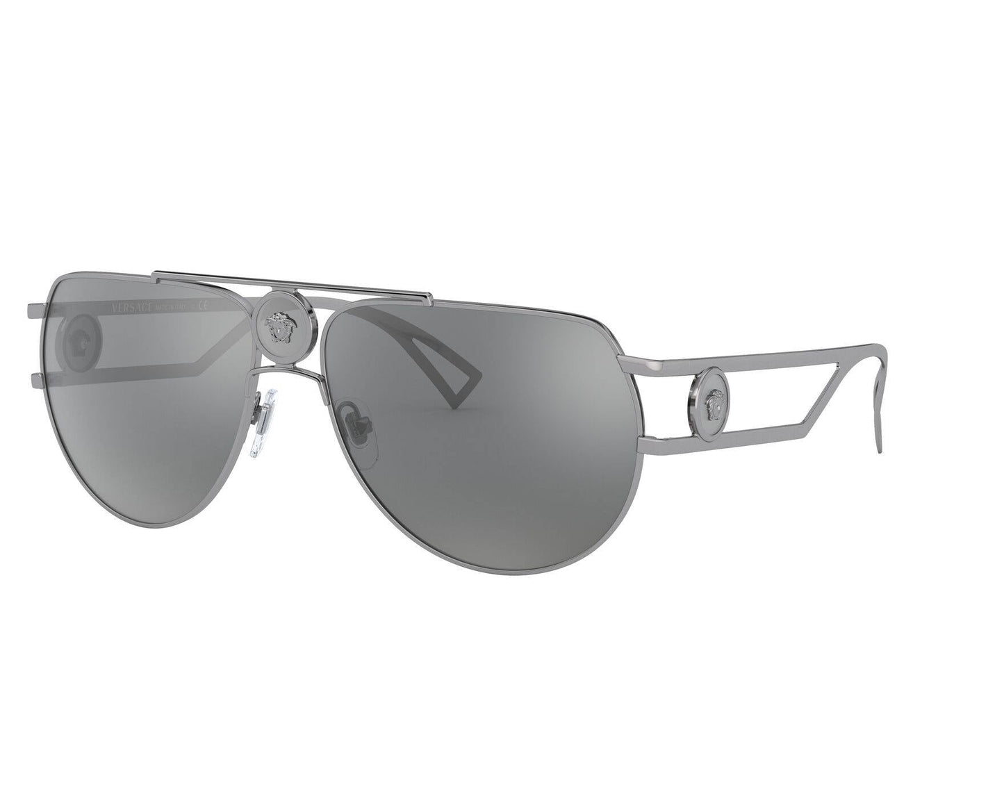 Versace Men's Sunglasses Medusa Pilot Silver Mirror VE2225 10016G