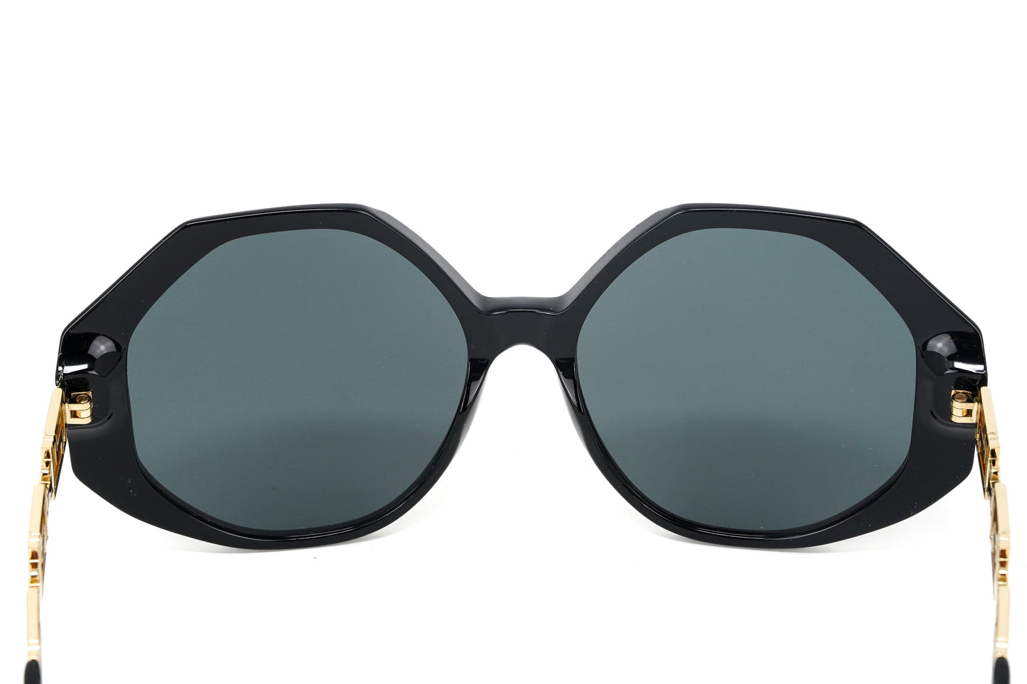 Versace Women's Sunglasses Oversized Hexagonal Black/Gold VE4395 GB1/87