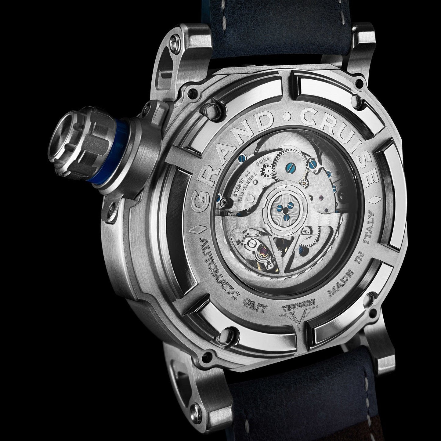 Visconti Automatic Watch Grand Cruise GMT Stainless Steel Blue Nabuk Strap W110-00-143-1411