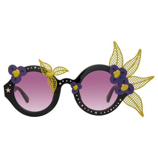 Amie Victoria Robertson Ladies Sunglasses Round Black and Purple AVR1C1SUN