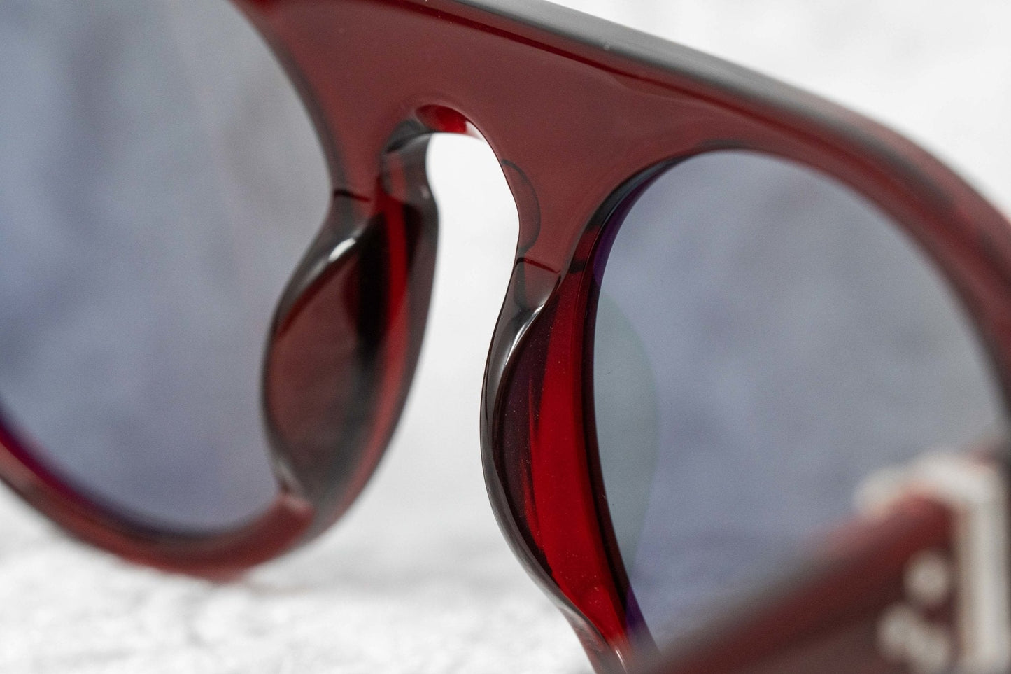 Ann Demeulemeester Sunglasses Flat Top Round Bordeaux Red and Blue
