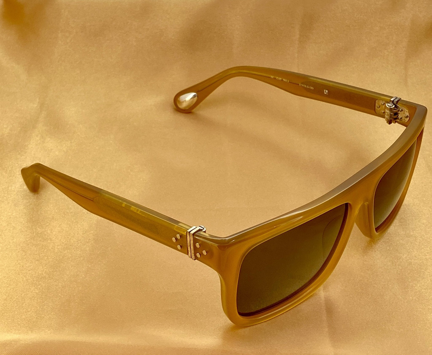 Ann Demeulemeester Sunglasses Flat Top Honey Orange and Green