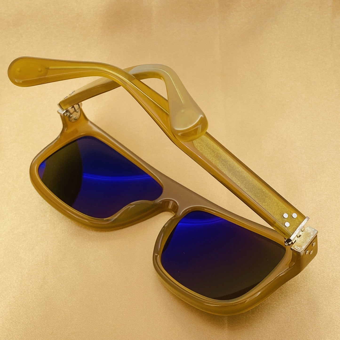 Ann Demeulemeester Sunglasses Flat Top Honey Orange and Green