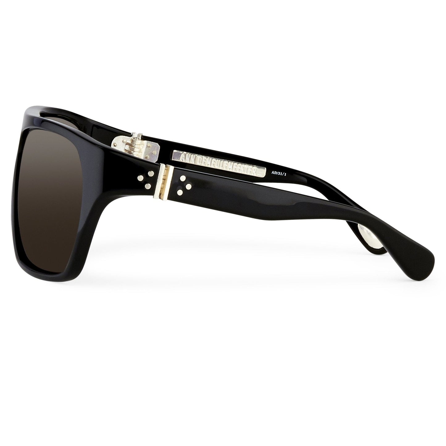 Ann Demeulemeester Sunglasses Oversized Black with Silver Tips and Grey AD31C1SUN