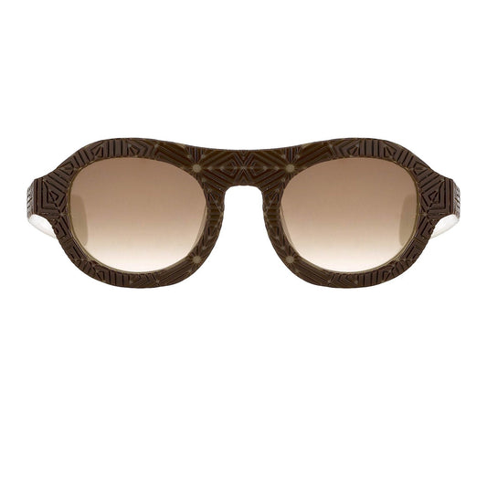 David David Sunglasses Round Solid Brown Mink Cream and Brown