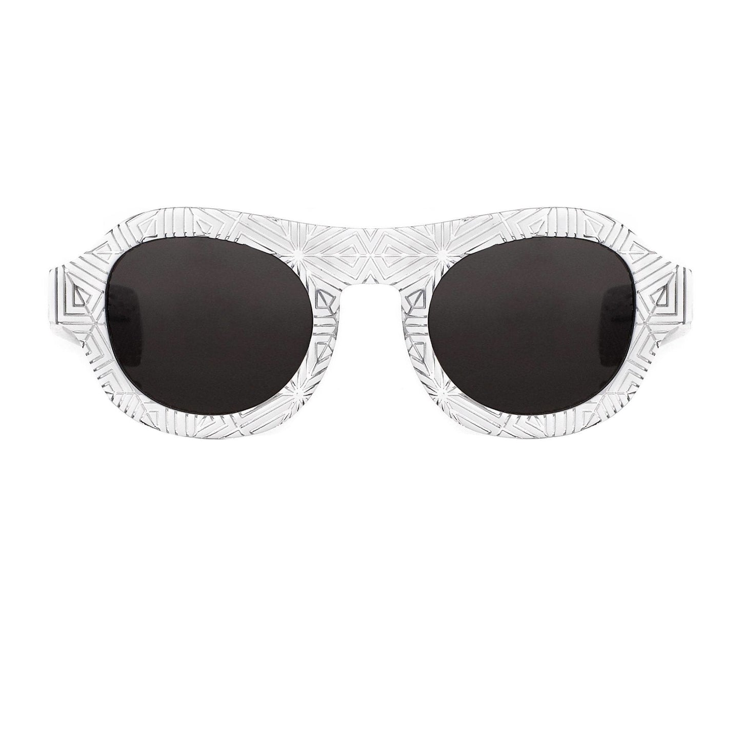 David David Sunglasses Round White and Dark Grey
