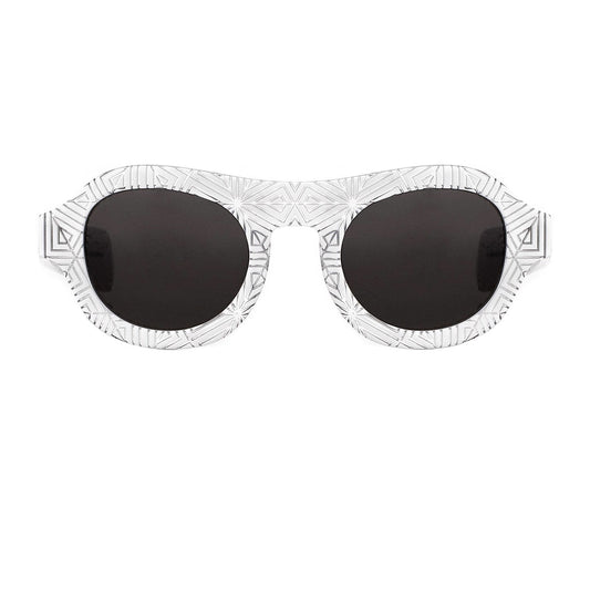 David David Sunglasses Round White and Dark Grey