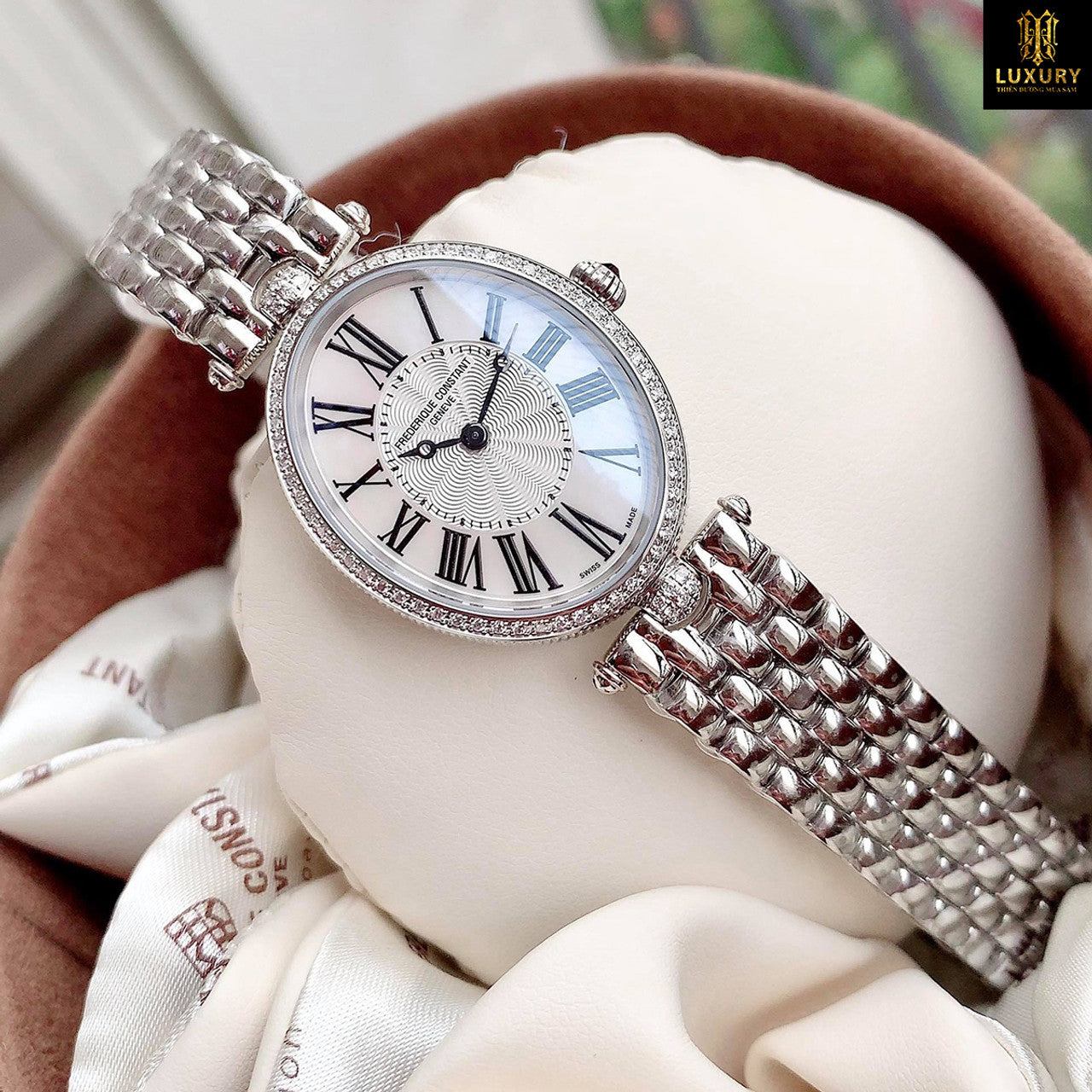 Frederique Constant Ladies Watch Art Deco Oval Mother of Pearl FC-200MPW2VD6B