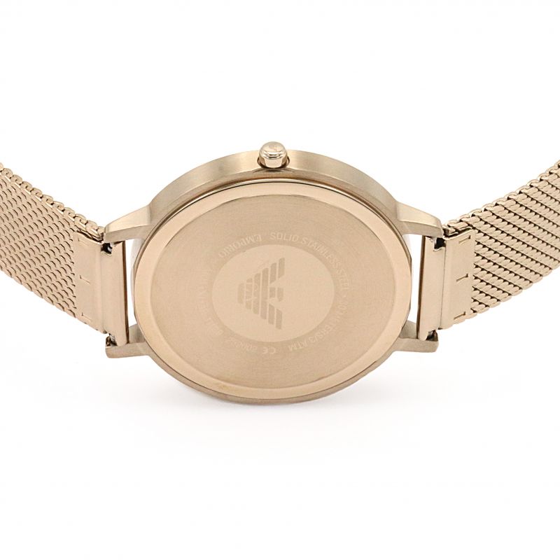 Emporio Armani Ladies Kappa Watch Rose Gold Plated Mesh AR11129